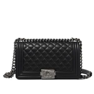 CHANEL Black Boy Bag - medium - lambskin leather - excellent condition
